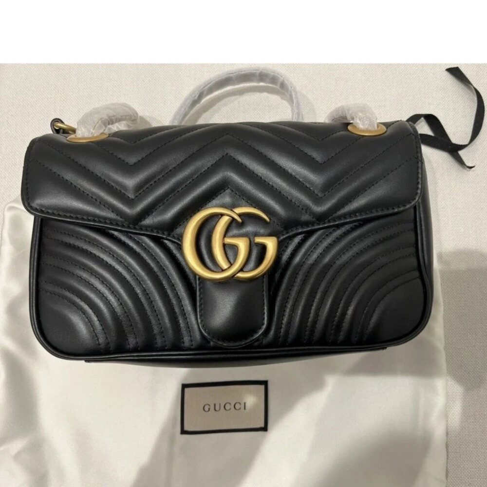 Gucci GG Marmont quilted black leather shoulder bag